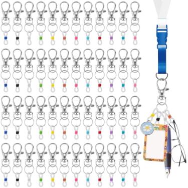Imagem de Milkary Pacote com 150 porta-canetas para cordão, acessórios retráteis para carretel de crachá, clipes de silicone coloridos com fechos de lagosta, mini clipes de caneta para crachá, acessório de