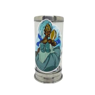 Imagem de Suporte Para Vela 7 Dias 18 Cm Oxum Azul Vidro Alumínio - Bialluz Pres