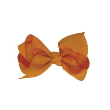 Imagem de Laço Boutique Infantil Tamanho P 7x3 Cm em Gorgorão com Presilha Bico de Pato e Diversas Cores (Laranja)