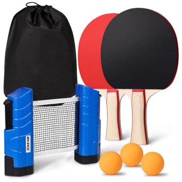 Imagem de Kit de Ping Pong com Mesa Portátil, 2 Raquetes, 3 Bolas e Estojo Compacto, XGEAR, Preto