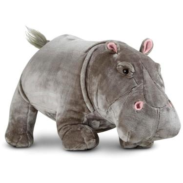 Imagem de Pelúcia Hipopótamo 60 cm de Comprimento com Design Realista para Crianças Acima de 3 Anos, Melissa & Doug, Cinza