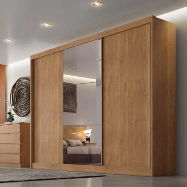 Imagem de Guarda Roupa Casal em MDF com Espelho 3 Portas de Correr Sonetto Novo Horizonte