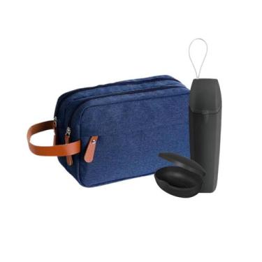 Imagem de Kit Necessaire 4 Divisórias Porta Escova e Saboneteira - Mormino, Azul