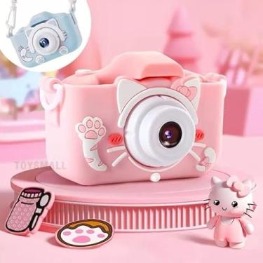 Imagem de Câmera Digital Infantil Portátil HD com Jogos Divertidos | Rosa Gatinho | Recarregável, Capa de Silicone Inclusa | Fotos, Vídeos e Filtros HD
