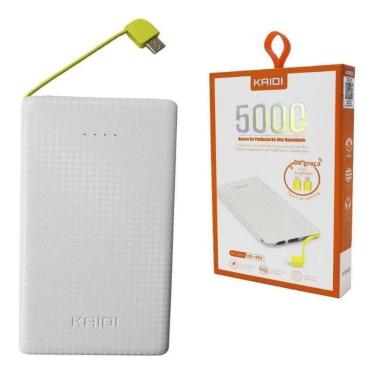 Imagem de Carregador Portátil Super Slim 5000mAh USB Kaidi Branco