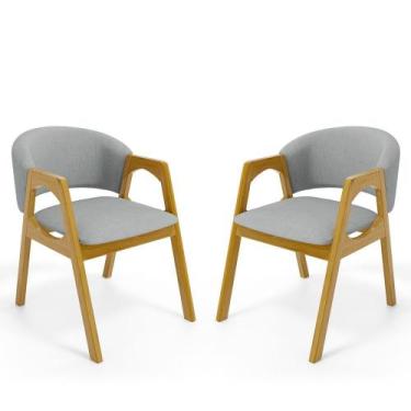 Imagem de Kit Com 2 Cadeiras Agatha Madeira Maciça Estofada Para Mesa De jantar 