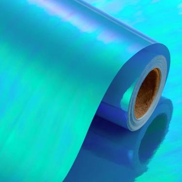 Imagem de Papel de embrulho Yarcony Metallic Iridescent Blue 43cm x 10m