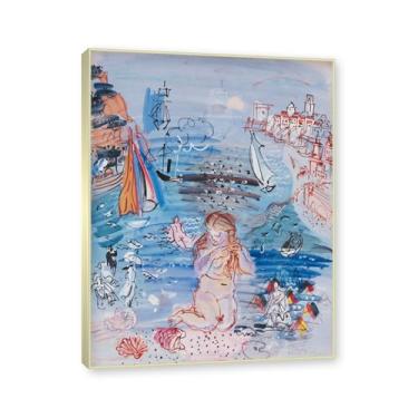 Imagem de NHLDZYH Moldura de champanhe. Impressões Raoul Dufy, (belo cenário 28), pôster de viagem vintage, arte impressionista, imagem de arte de parede em tela para decoração de casa. 30 x 40 cm-11,8 x 15,7