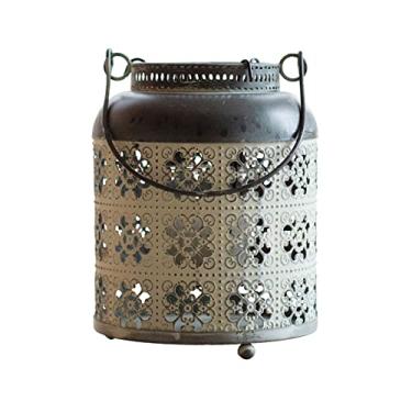 Imagem de Decoração de mesa Castiçal oco de ferro Cesta Lanterna Candeeiro vento Vintage Artesanato Decoração interiores Centro de mesa decorativo