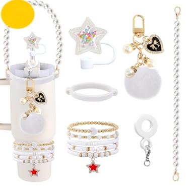 Imagem de Acessórios decorativos para garrafa de água esportiva Stanley Cup Tumblers Essentials Cup Strap and Flower Jewelry Charms Set para 400 ml, 850 g, 1,134 g