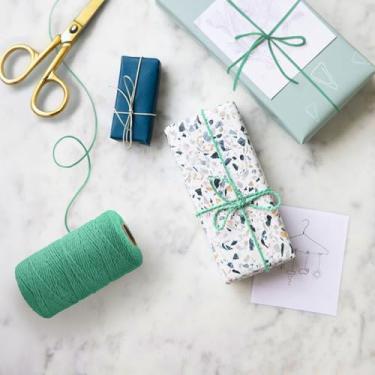 Imagem de Fio verde, fio de algodão de 2 mm, fio de algodão de 328 pés, fio de padeiro de algodão, barbante de embrulho de presente para férias, embrulho, artes e artesanato DIY, decoração de casa, macramê