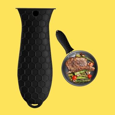 Imagem de Capa de silicone para alça quente de ferro fundido, suporte de panela de silicone resistente ao calor, capa antiderrapante para frigideira de ferro fundido