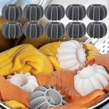 Imagem de 10 bolas de silicone para lavanderia reutilizáveis anti-enrolamento roupa bola de limpeza de fiapos acessório para máquina de lavar casa, cinza (3 x 4,3 cm)