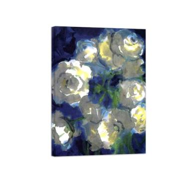 Imagem de BMZFYBS Pôster e impressões em tela de flores vintage - reprodução de pintura de arte de parede famosa - flores brancas - imagens prontas para pendurar tela emoldurada de 90 x 125 cm 35 x 49 pol