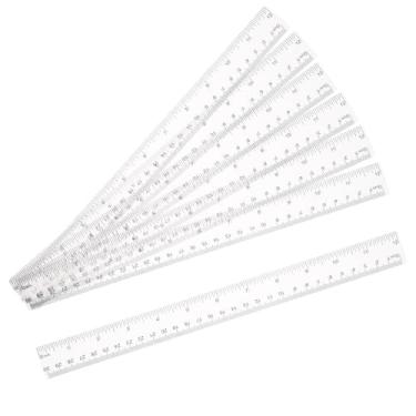 Imagem de 7 pacotes de réguas retas de plástico, régua transparente de 30 cm com faixa de medição de 0-12 polegadas de escala dupla polegadas e centímetros ferramenta de medição de desenho para escola, sala de