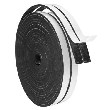 Imagem de Vedação de porta de decapagem climática, 2 rolos de fita de espuma de vedação de 5 m, tira de um lado para isolamento de porta de janela, preta (3/8 polegadas x 1/8 polegadas x 16 pés)
