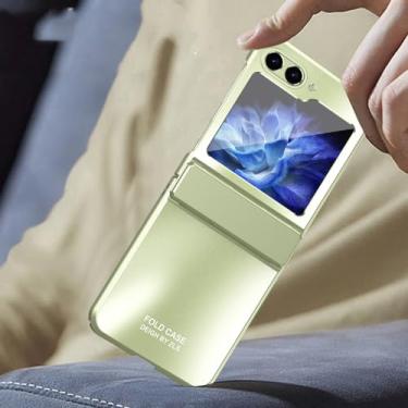 Imagem de Para samsung flip5 chapeamento capa protetora para samsung galaxy z flip 5 5g flip5 zflip5 dobradiça funda capa, verde, para samsung z flip 5