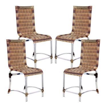 Imagem de 4 Cadeiras Haiti Em Alumínio Para Cozinha Piscina Edícula Capuccino