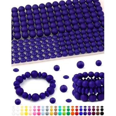 Imagem de 200 contas de silicone FIVEIZERO misturadas para fabricação de chaveiros, contas de silicone de lentilha redondas de 12 mm 15 mm e 12 mm para canetas, pulseira, colar, artesanato DIY (azul marinho)