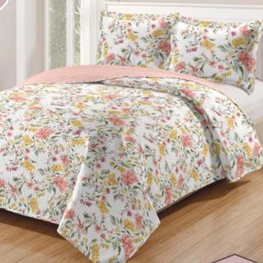 Imagem de Kit Cobre Leito Colcha Daily King 3 Peças Dupla Face Estampado - Floral 49 - 100% Poliéster