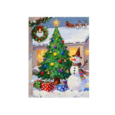 Imagem de Natal Pintura arte parede em tela-Boneco neve árvore presente-Imagem decoração moderna-Impressões Sala de Estar 60x80cm Sem Moldura