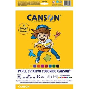 Imagem de Papel criativo A4 80g Canson 8 cores sortidas com 32 folhas