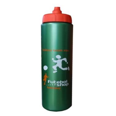 Imagem de Garrafa Água Squeeze 800 ml Bico Automático Verde/Laranja - Futebol Sh