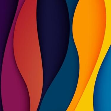 Imagem de Quadro Decorativo Abstrato Colorido com Formas Onduladas e Corte Artístico Para Sala Escritório Quarto 30x30cm