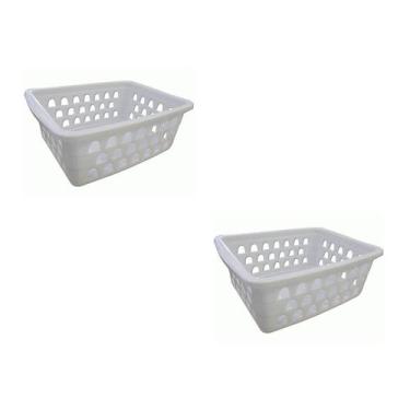Imagem de Kit 2 Cesto Organizador Multiuso  Médio Branco 0593 Uninjet