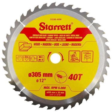 Imagem de Disco De Serra Circular Md Para Madeira 305Mm 40D - Starrett