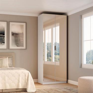 Imagem de Guarda-Roupa Modulado com Espelho Altezza 2 Portas 3 Gavetas Branco 90 cm