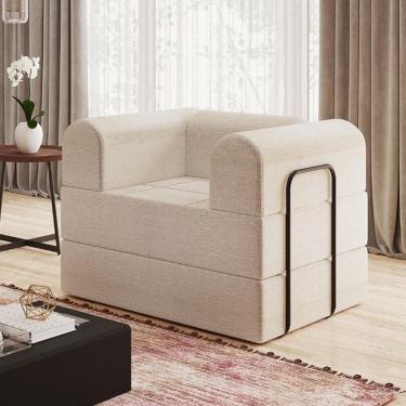 Imagem de Poltrona Solteiro D-plus 90 Cm Monaco - Linho Bege Linho Bege