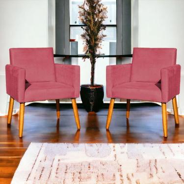 Imagem de Kit 12 Poltronas Decorativa Para Sala Nina Suede Cores Pé Palito 30cm Castanho - Suede