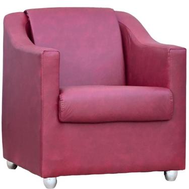Imagem de Poltrona Decorativa Para Sala Mila Corino Cores Pé De Plástico Cromado - Bordô, Corino