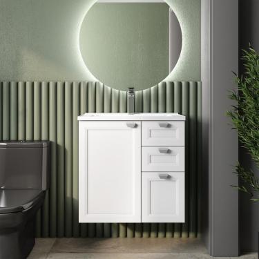 Imagem de Balcão Banheiro Com Pia 2 Portas 2 Gavetas Branco Bertolini Branco