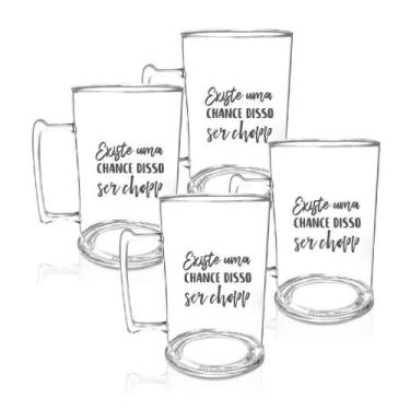 Imagem de Kit 4 Canecas De Chopp Acrílico Personalizadas Chance De Ser - Krystal