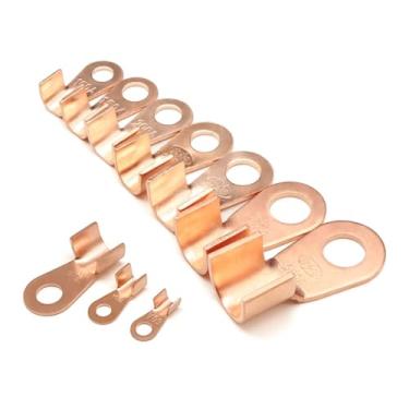 Imagem de Terminal de fio OT Tipo 3A 5A 10A 20A 30A 40A 50A 60A 80A Red Copper Bare Nose Lugs crimpagem boca aberta cabo conector emenda (80A, 100 peças)
