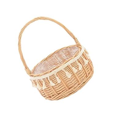 Imagem de Cesta de flores tecida para piquenique cesta de armazenamento de alimentos decoração de casamento caixa de armazenamento de cozinha