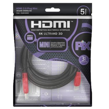 Imagem de Cabo Hdmi X Mini Hdmi 5 Metros 2.0 Ultrahd 4k 19p 018-9402