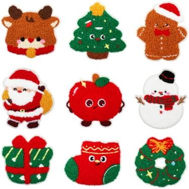 Imagem de Adesivos costurados de chenille, adesivos costurados com Papai Noel, desenhos de boneco de neve para artesanato faça você mesmo, camisetas, roupas, jaquetas, mochilas, jeans, decoração de festa