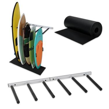 Imagem de LINGVUM Rack vertical de prancha de surfe para parede de prancha de surfe, suporte de armazenamento de parede com tapete de borracha para prancha de surf, prancha de remo SUP, wakeboard, snowboard