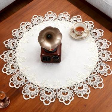 Imagem de Xthrotsenk Doilies de renda redonda branca de 61 cm para mesas, doilies para cômoda e mesas de canto para cômodas, mesa redonda, centro de mesa, branco
