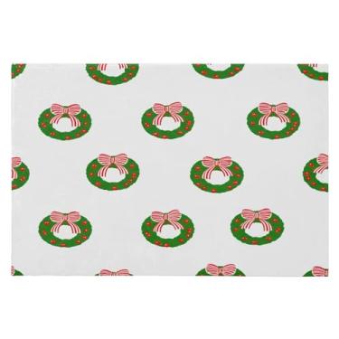 Imagem de Blueangle Tapete de Natal 5 x 7 – Capacho lavável antiderrapante para entrada, cozinha, banheiro, varanda com estampa de guirlanda de Natal (386)