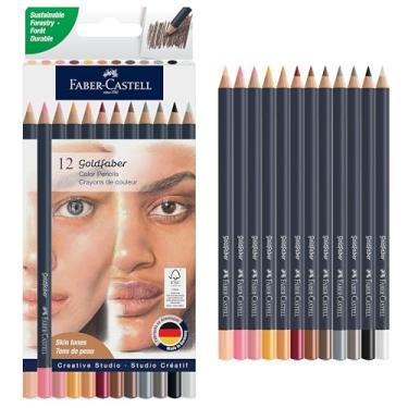 Imagem de Faber-Castell Lápis de cor Goldfaber: lápis de cor de tom de pele com layout suave, pigmento rico, núcleos resistentes a quebras, ótimos para retratos, esboços e colorir adultos (12 unidades)