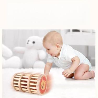 Imagem de Naroote Brinquedo de Chocalho de Madeira para Bebês Incentiva o Engatinhar para Bebês de 6 Meses, Material de Madeira para Sons Calmantes, Adequado para As Mãos do