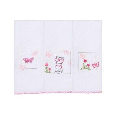 Imagem de Fralda de Boca Paninho de Boca Babete Bordada Para Bebê 32cmx32cm Com 