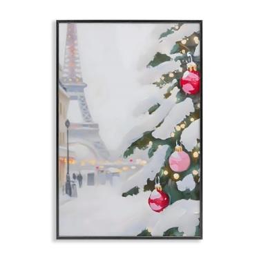 Imagem de Stupell Industries Arte giclée emoldurada "Torre Eiffel Christmas", preta, 30,5 x 45,7 cm