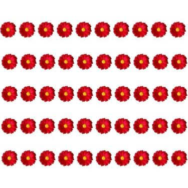 Imagem de Bairdish 50 peças de mini flores falsas de seda pequenas margaridas falsas a granel para artesanato, flores de feltro 3D, cabeças de girassol artificiais soltas para artesanato faça você mesmo