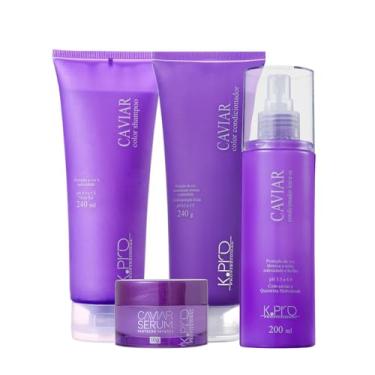 Imagem de Kit K.Pro Caviar Shampoo Condicionador Leave-in e Sérum (4 produtos)