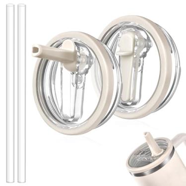 Imagem de ANTAND Pacote com 2 tampas de substituição à prova de vazamento 1,134 g para acessórios Stanley Cup, tampas à prova de vazamento para Stanley Quencher H2.0, capa de canudo à prova de poeira para copos
